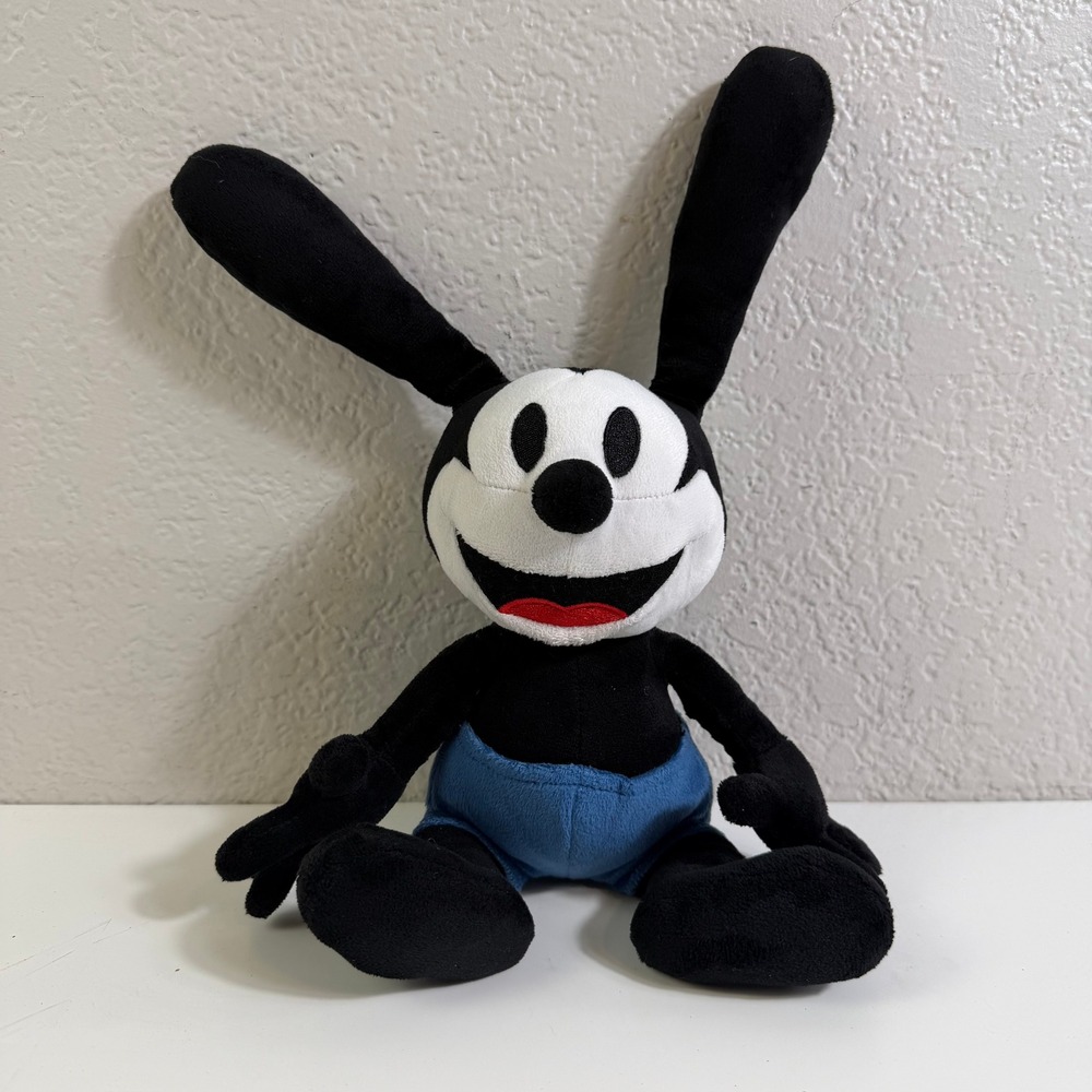 Disney Oswald the Lucky Rabbit Plush Stuffed Animal Toy Black Blue Shorts 12in